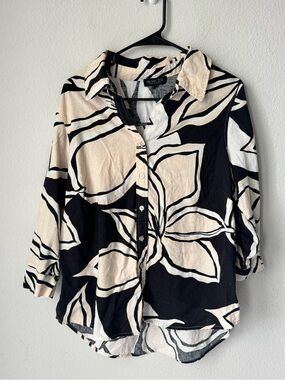 Rachel Black‎ & Cream Floral Button-Down Shirt